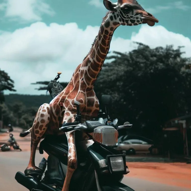 Žirafa na motor